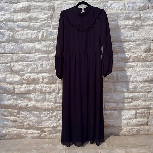Ozmenler Turkish black maxi long sleeve dress size 38 - Picture 8 of 8